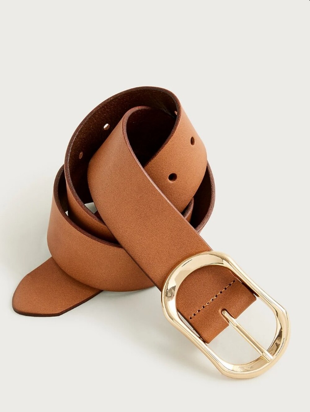 J. Crew Oval Buckle Belt in Italian Leather - Rich Toffee - Picture 1 of 11